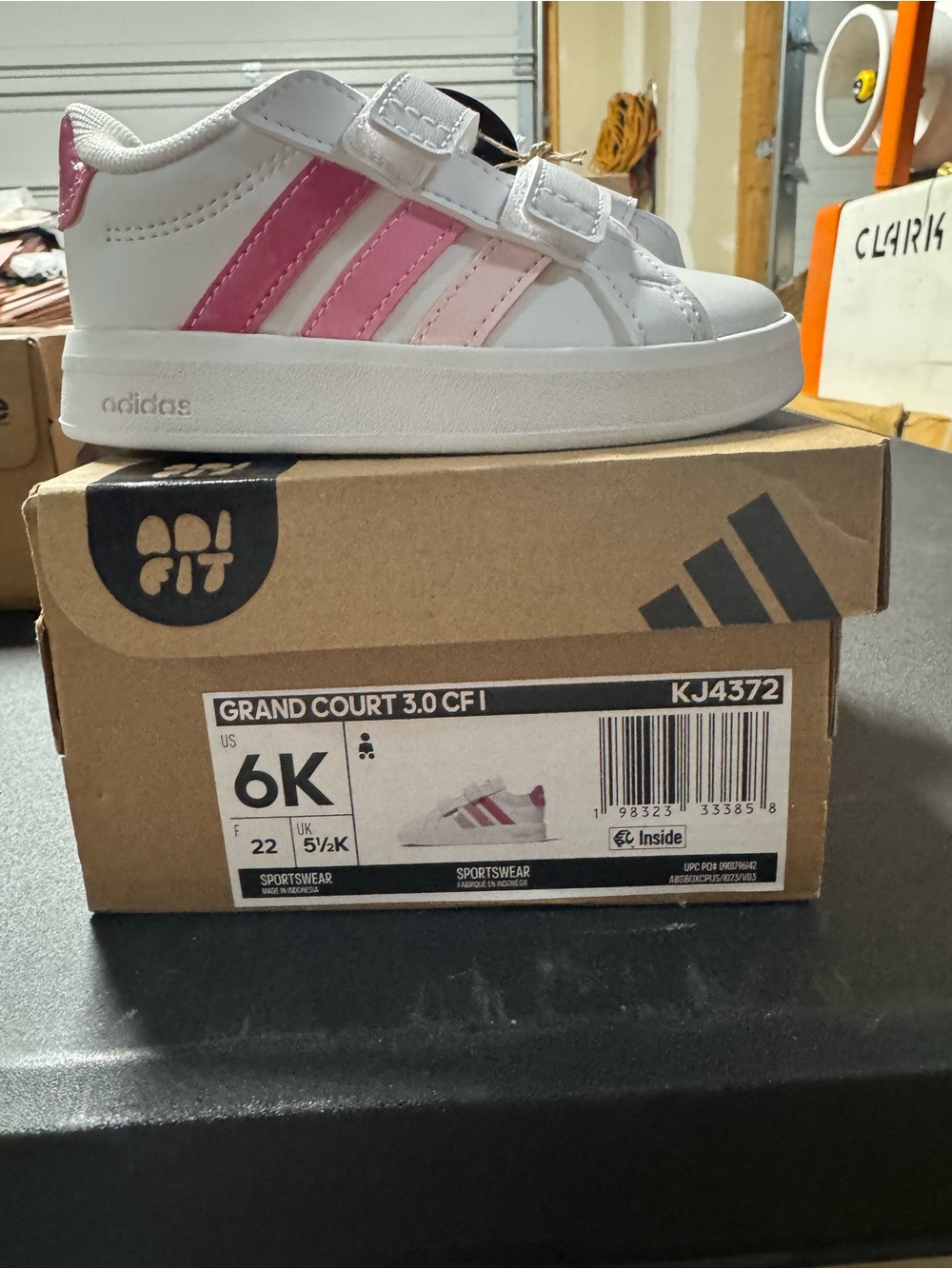 adidas Grand Court 3.0 Toddler Size 6k White/Pink Fusion/Bliss Pink New